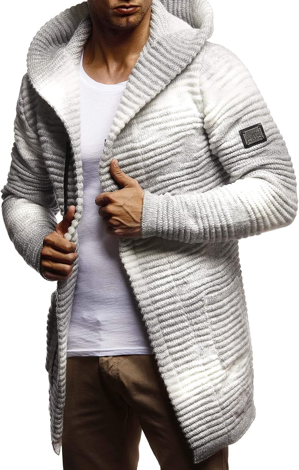Detalle de Leif Nelson Veste en tricot à capuche pour homme LN5715