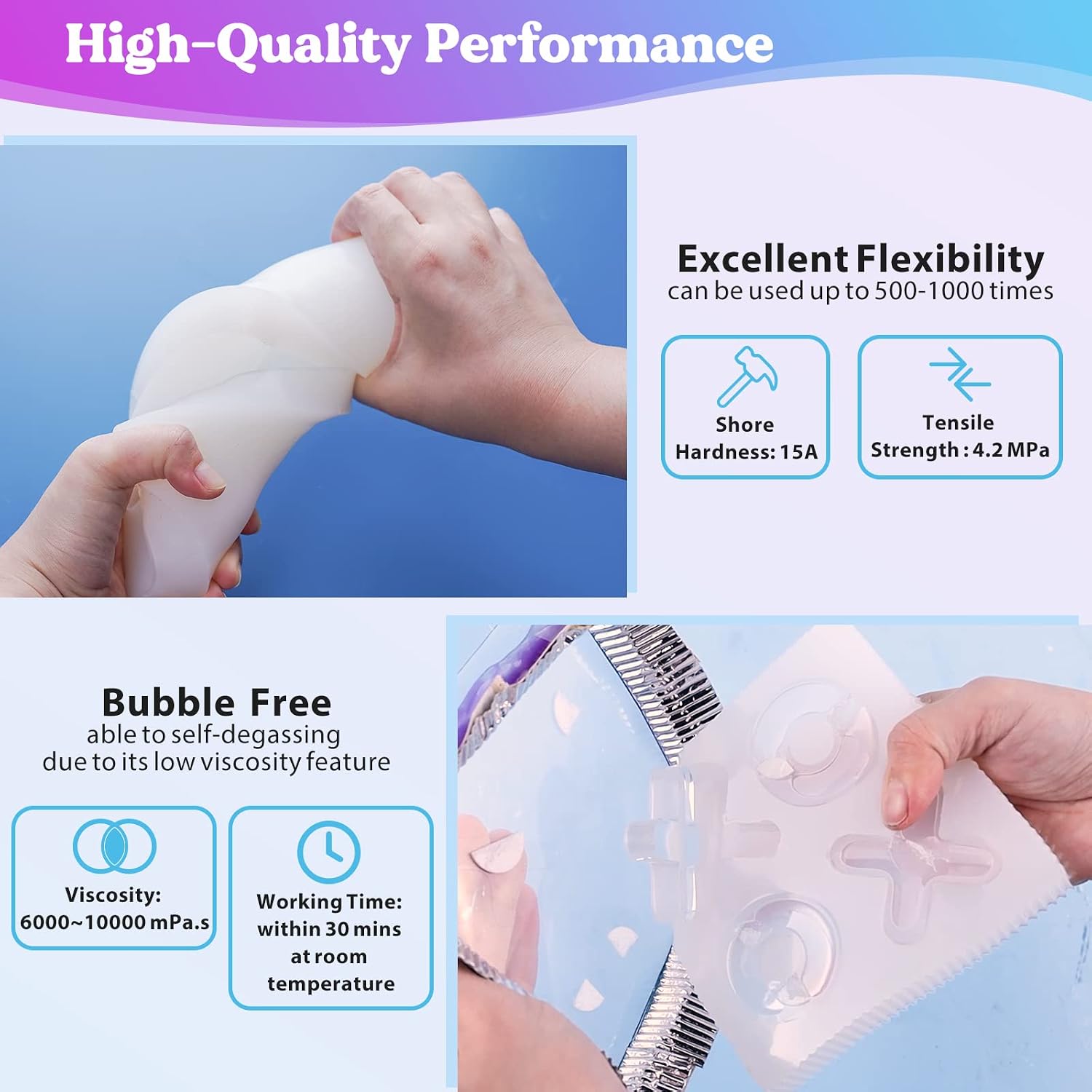 Detalle de LET'S RESIN 580g Silicone Mould Making Kit – Translucent, 1:1 by Weight, Fast Cure