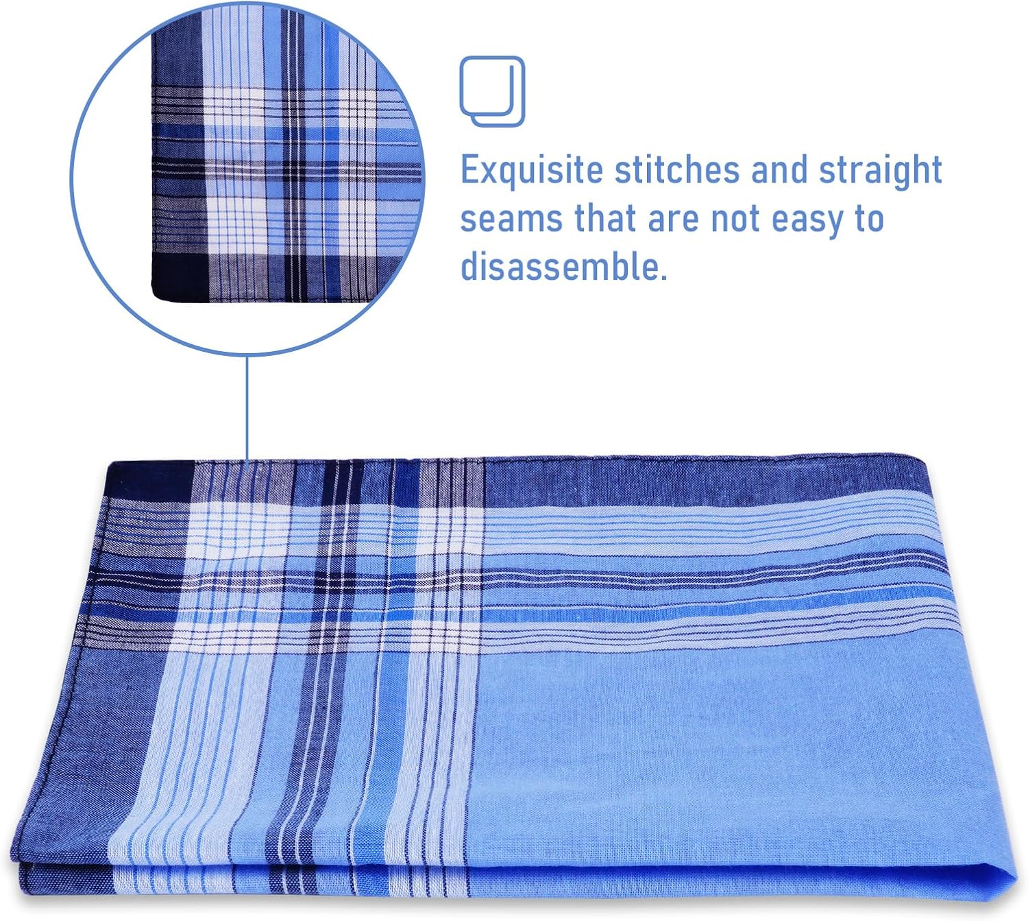 Thumbnail 2 de Aomig Fazzoletti Uomo in cotone, set da 12 grandi (6 colori) 40x40 cm, stile plaid