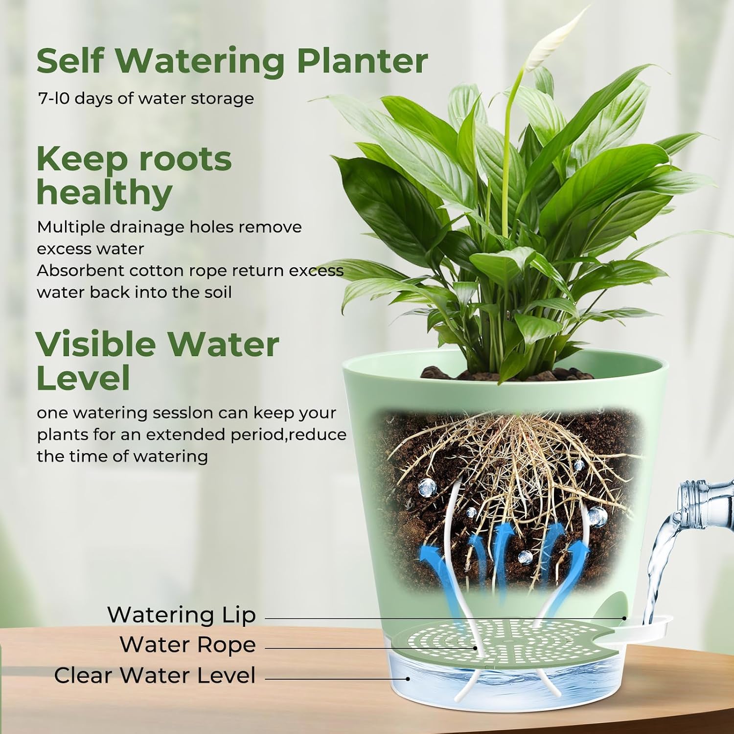 Thumbnail 3 de Zishine Self-Watering Plant Pots, 6-Pack