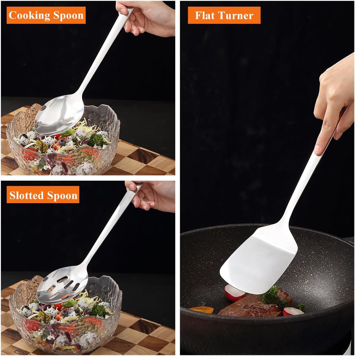 Thumbnail 5 de HOMQUEN stainless steel kitchenware set (4-piece utensils) for everyday cooking and easy cleaning
