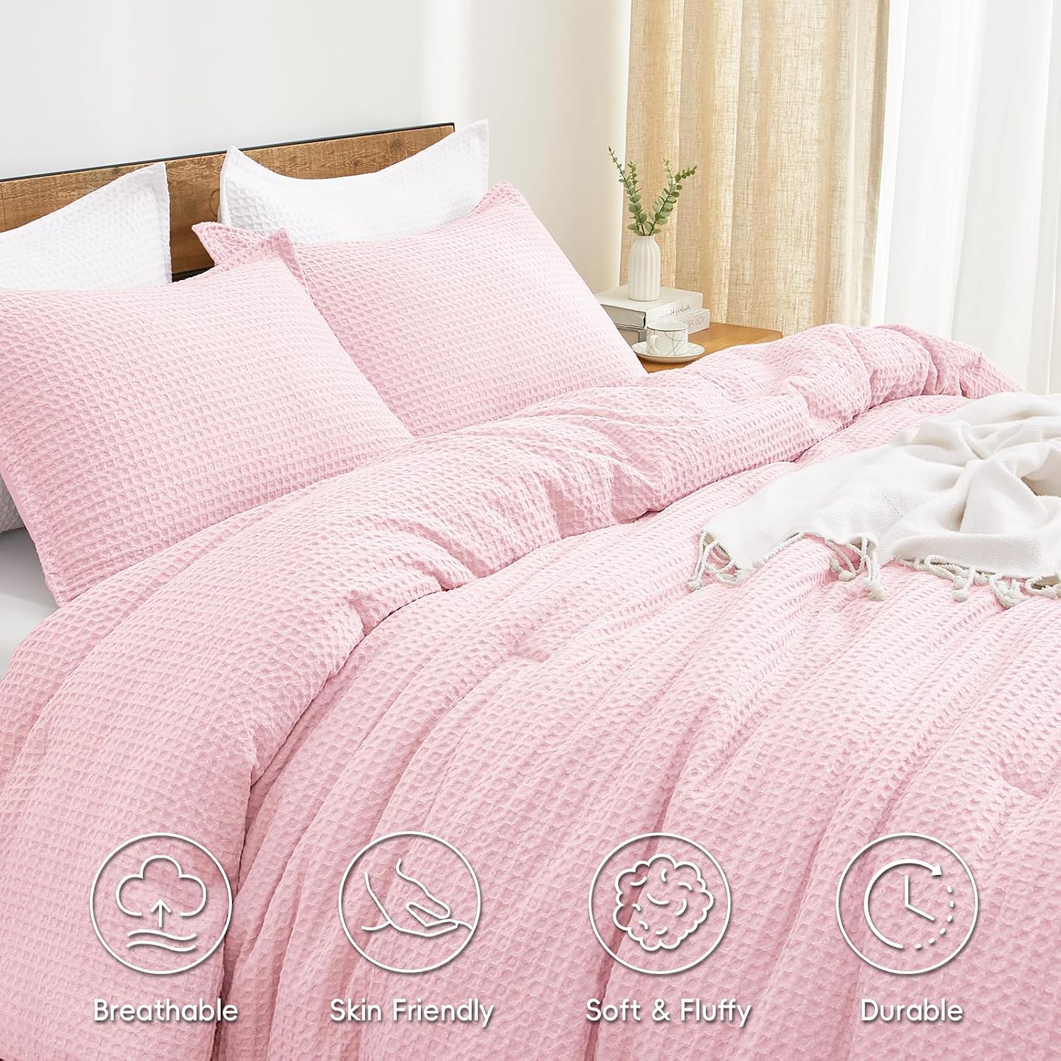 Detalle de PHF Waffle Comforter Set Queen