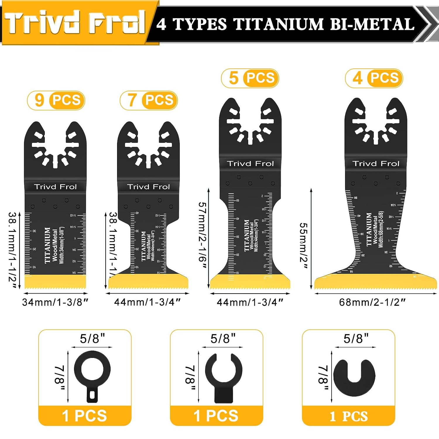 Detalle 2 de Trivd Frol Titanium Oscillating Saw Blades, 25-Piece Titanium Carbide Set