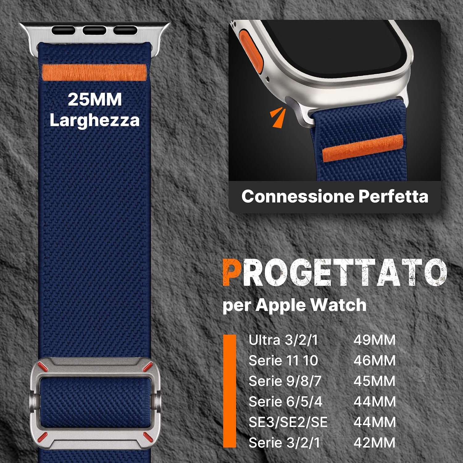 Detalle de Fullmosa Cinturino per Apple Watch SE3 44/49 mm - Nylon elastico, traspirante, 2 pezzi