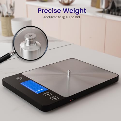 Detalle 2 de Bilancia da cucina digitale ibanez? no: izeyu, bilancia ricaricabile USB-C con 15 kg di portata e precisione 1 g/0,1 oz