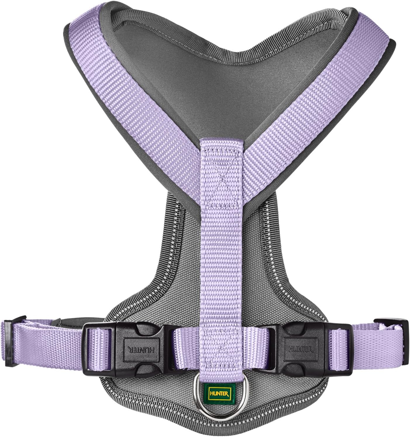 Detalle de Hunter Hundegeschirr aus Neopren (Lavendel/grau), Größe S – mit 3M Scotchlite Reflexmaterial