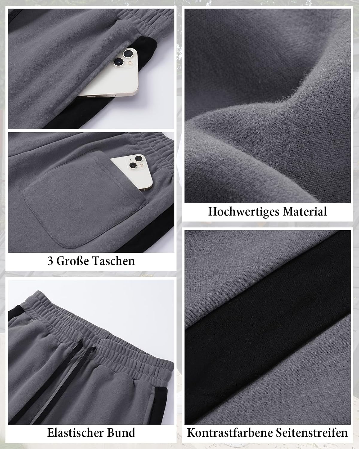 Detalle de HMIYA Jogginghose Herren aus Baumwolle mit Taschen und Seitenstreifen