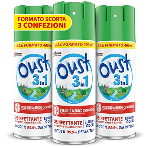 Detalle de OUST 3in1 Spray Elimina Odori Disinfettante – 3 confezioni da 400 ml
