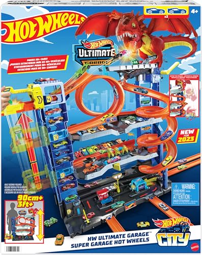 Detalle de Hot Wheels City “Let’s Race - ¡a Correr!” Netflix Megagaraje Ultimate Garage HKX48 con pista de varios niveles