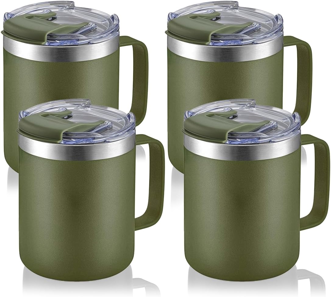 Thumbnail 6 de ALOUFEA 12oz Insulated Stainless Steel Coffee Mug with Handle and Flip Lid (Navy)