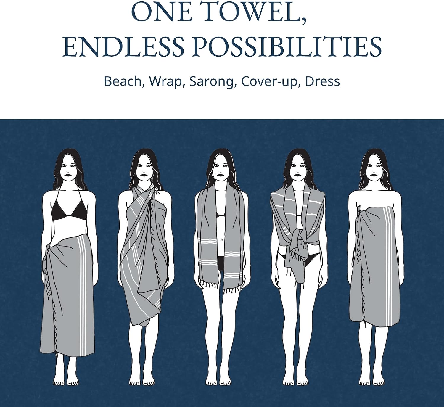 Thumbnail 6 de LANE LINEN Turkish Beach Towels Set 39x71