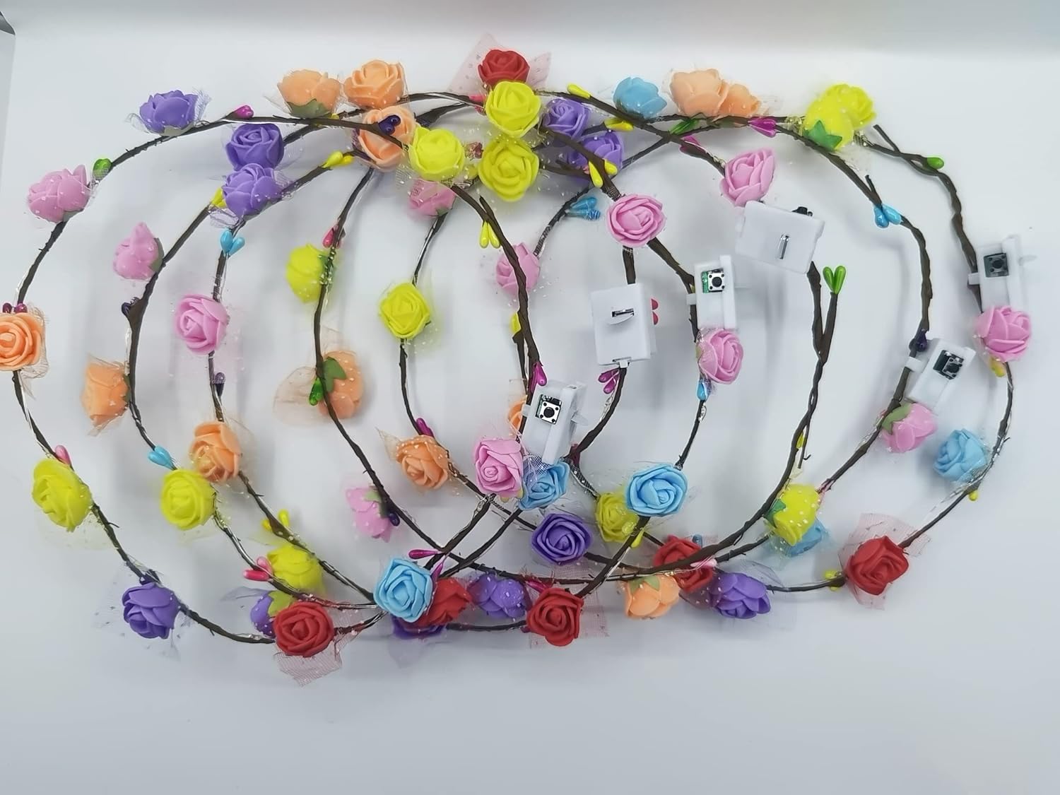Detalle 2 de WHSCwp LED Flower Crown Headband (6-Pack) – Lighted Floral Garland for Parties
