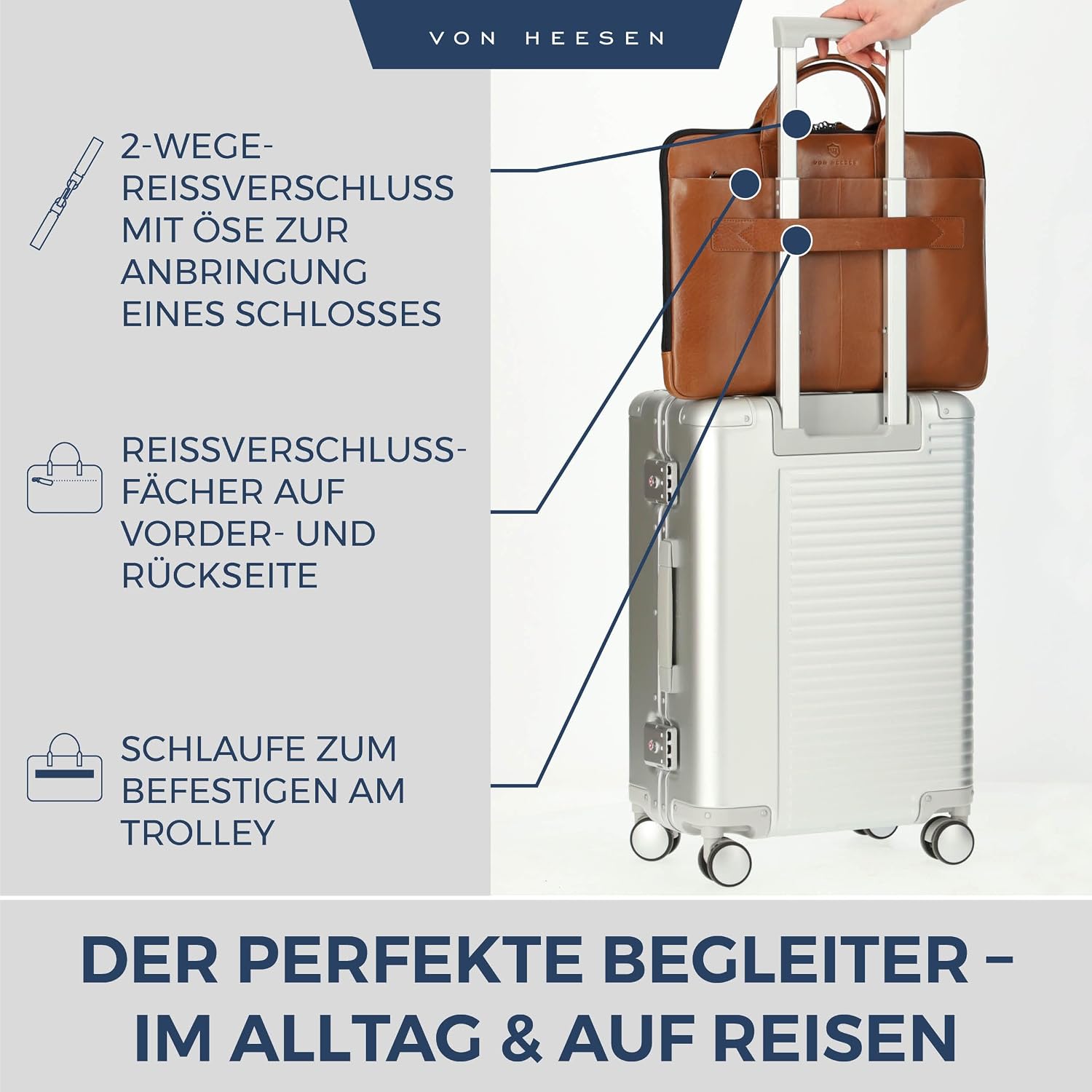 Thumbnail 3 de VON HEESEN Leder-Laptoptasche bis 16 Zoll