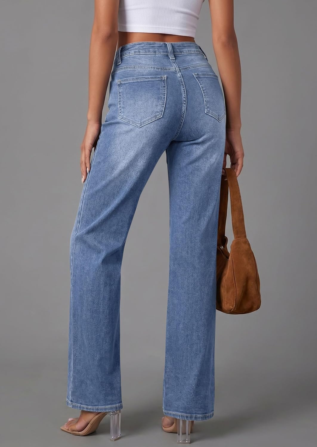 Thumbnail 3 de PRETTYGARDEN High-Waisted Wide-Leg Jeans for Women, Stretch Denim with Pockets