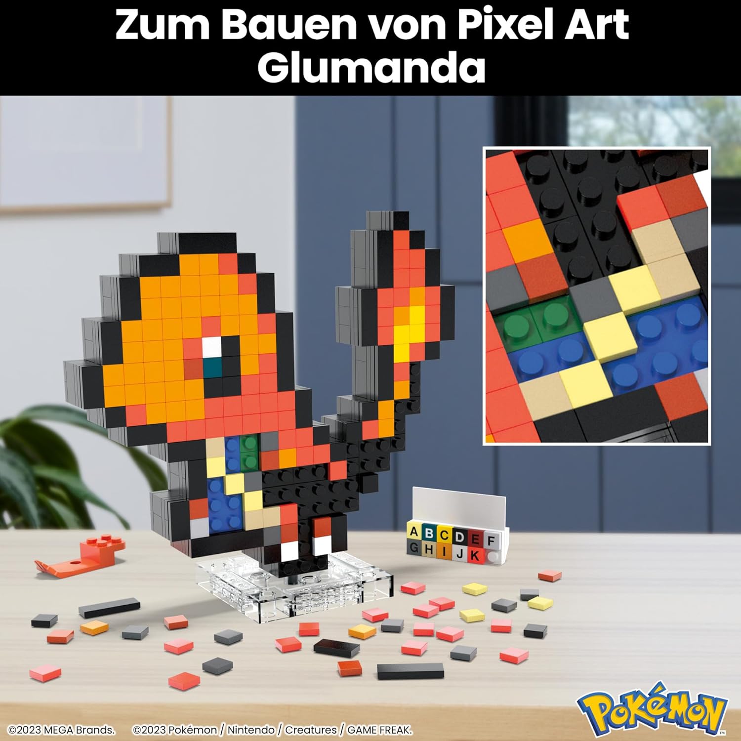 Thumbnail 3 de Mega Brands MEGA Pokémon Glumanda (Charmander) – zusammenbaubare Figur im Retro-Pixel-Look, HTH76