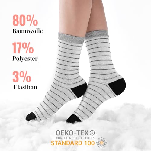 Detalle de Cirorld 10 paires de chaussettes femme mi-hautes, coton peigné, taille 39-42