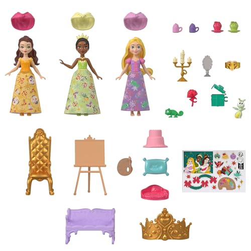 Detalle de Mattel JFG79 Calendario de Adviento Disney Princesas, 24 sorpresas y 3 muñecas