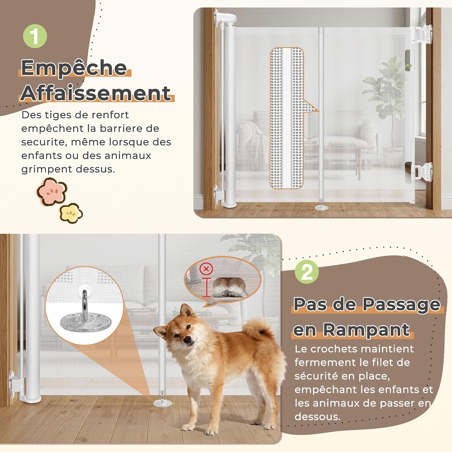 Thumbnail 3 de Ycozy Barrière de sécurité rétractable, maille renforcée et verrou bicolore
