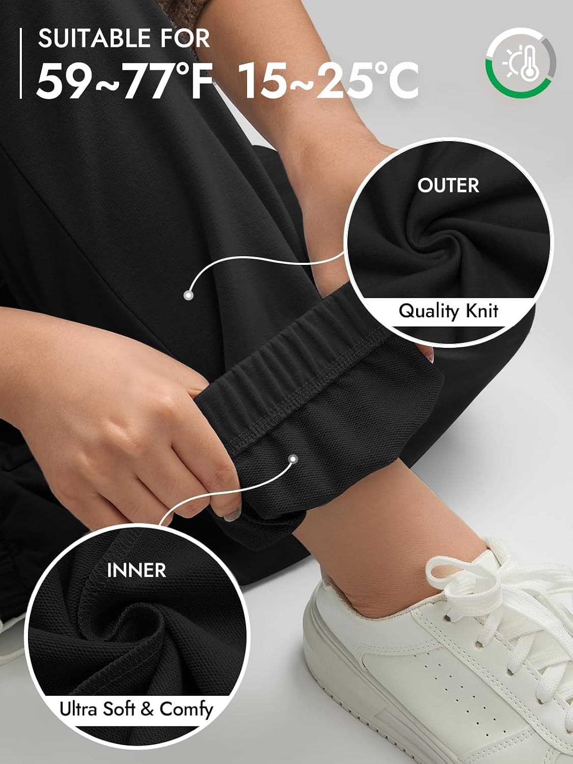 Detalle de ATHMILE Women’s High-Waisted Baggy Lounge Sweatpants with Pockets