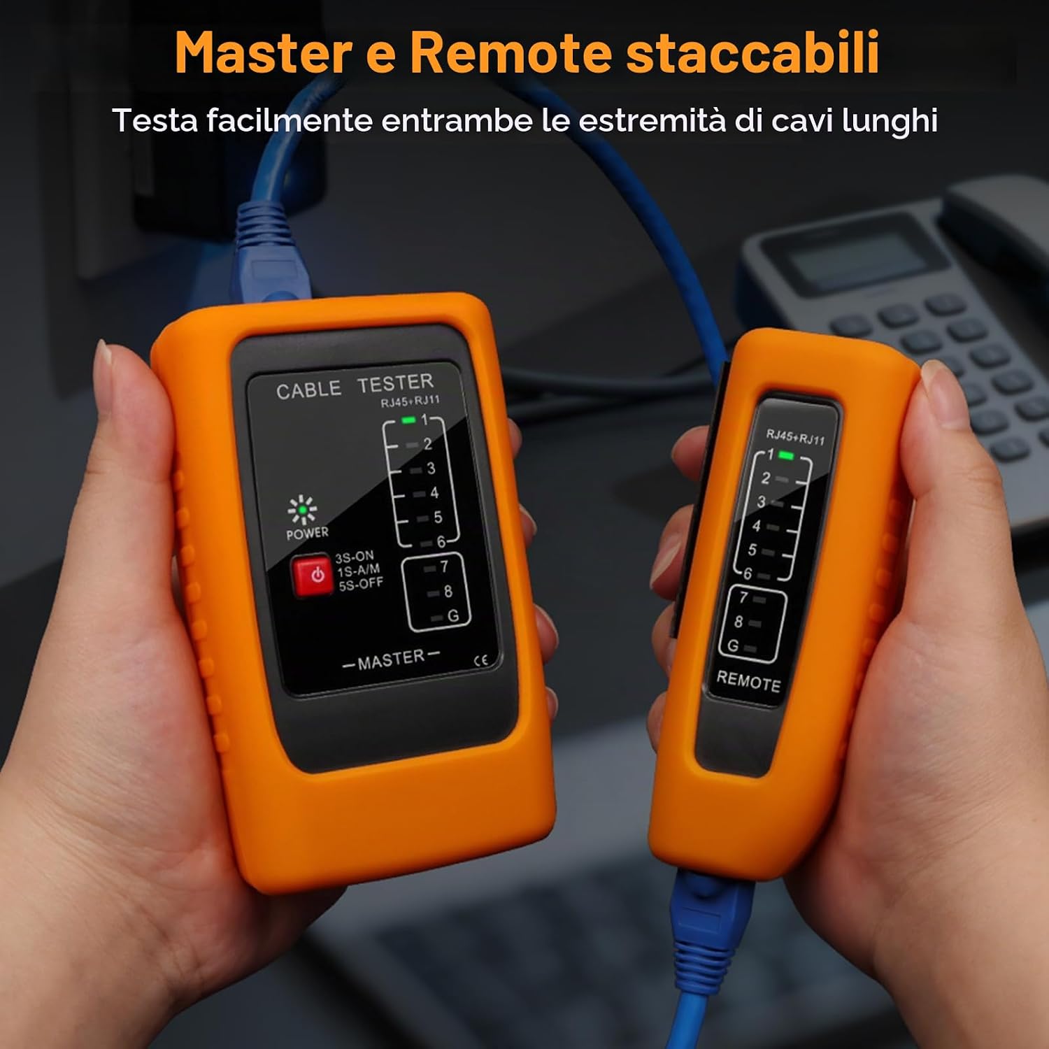 Thumbnail 6 de Hiija Tester Cavi di Rete RJ45 RJ11 con test PoE fino a 300 m – Diagnosi guasti e lunghezza cavo