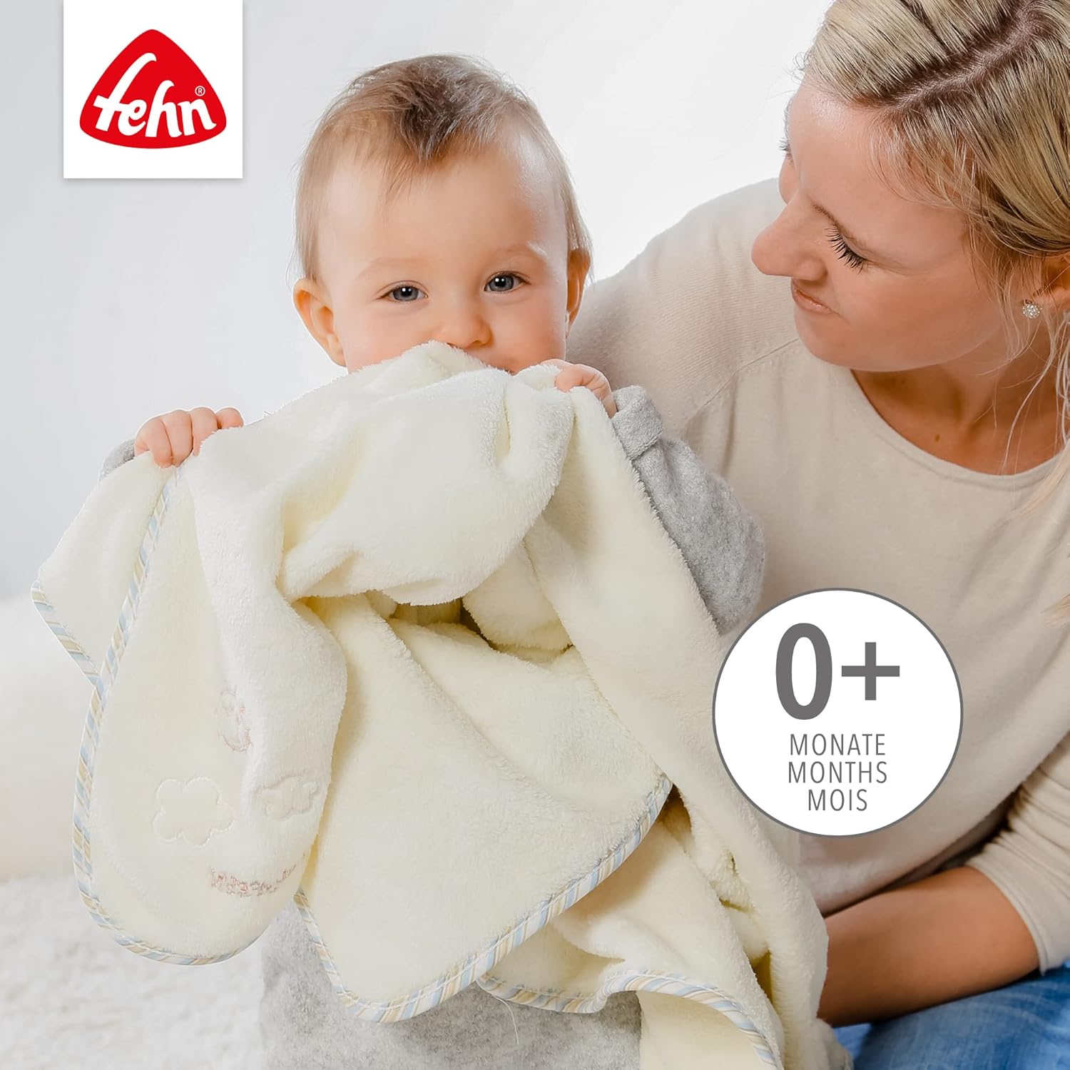 Detalle 2 de Fehn Kuscheldecke Schaf – Kuschelige Babydecke und Schmusetuch für unterwegs