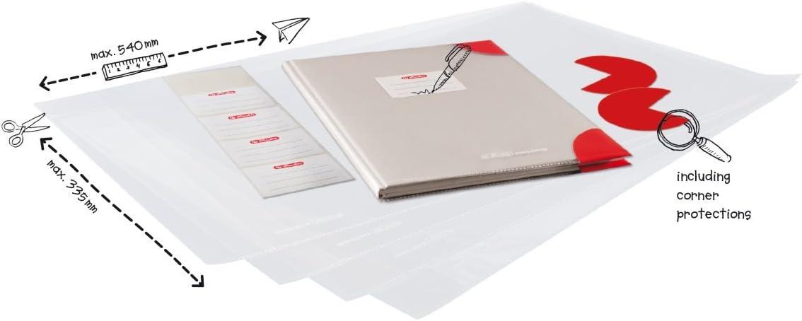 Detalle 2 de Herlitz 50014750 Buchumschlag easy cover – transparente Hülle für Schulbücher, 5 Stück, flexibel 58,5 × 34 cm