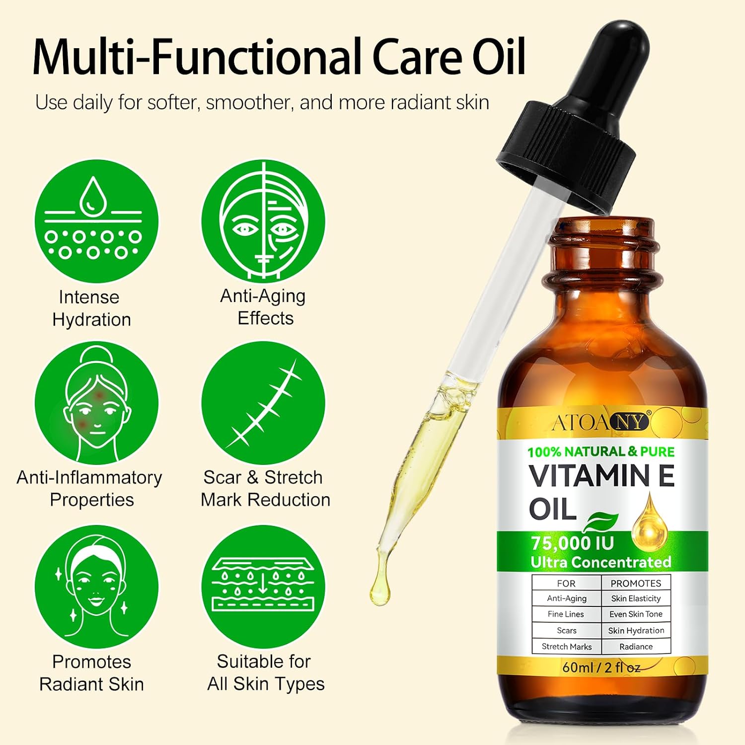 Thumbnail 4 de Olio di Vitamina E pura pressato a freddo per pelle, cicatrici e cuticole, capelli e viso