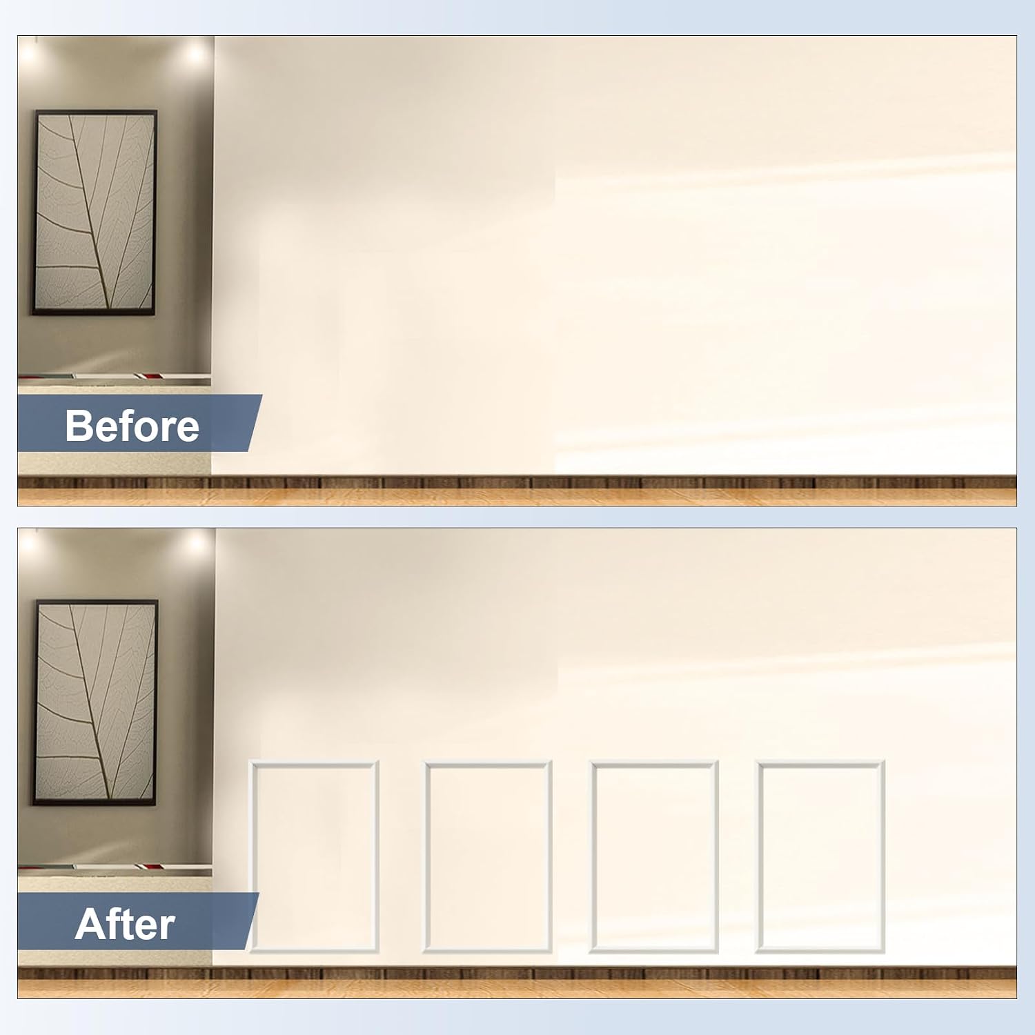 Detalle de NeatiEase Peel-and-Stick Wall Moulding Kit, 16" x 24", White