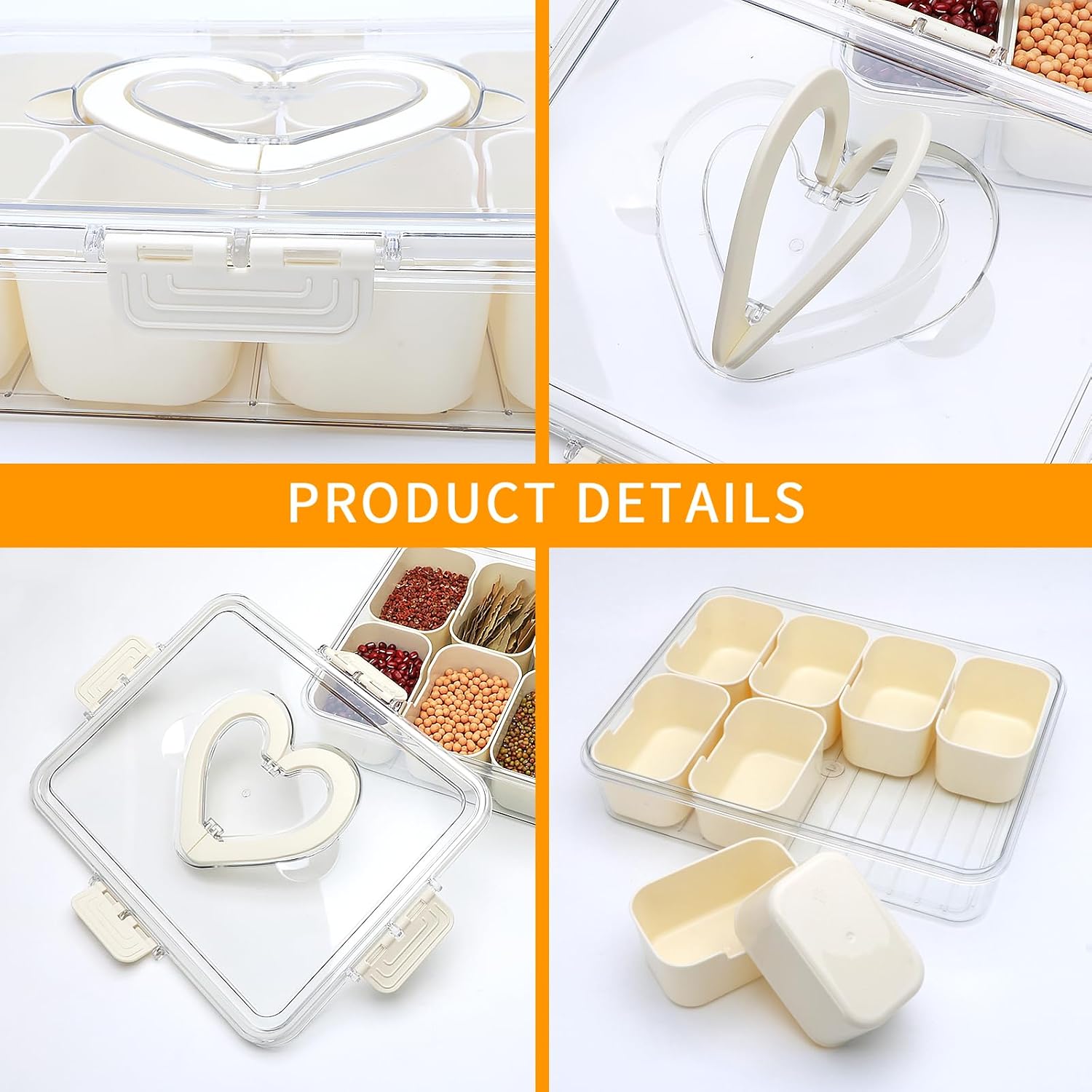Thumbnail 2 de 2 Pack Snackle Box Container with 8-Compartment Tray (Lid & Handle) — Portable Snack Platter Organizer