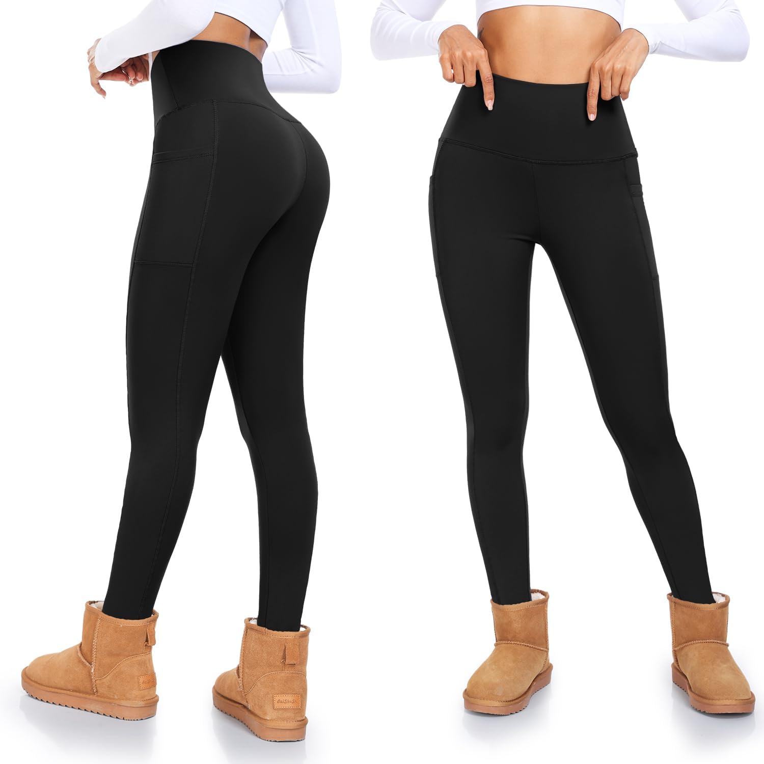 Detalle 2 de FULLSOFT Fleece-Lined Leggings for Women, 4-Pack with Pockets