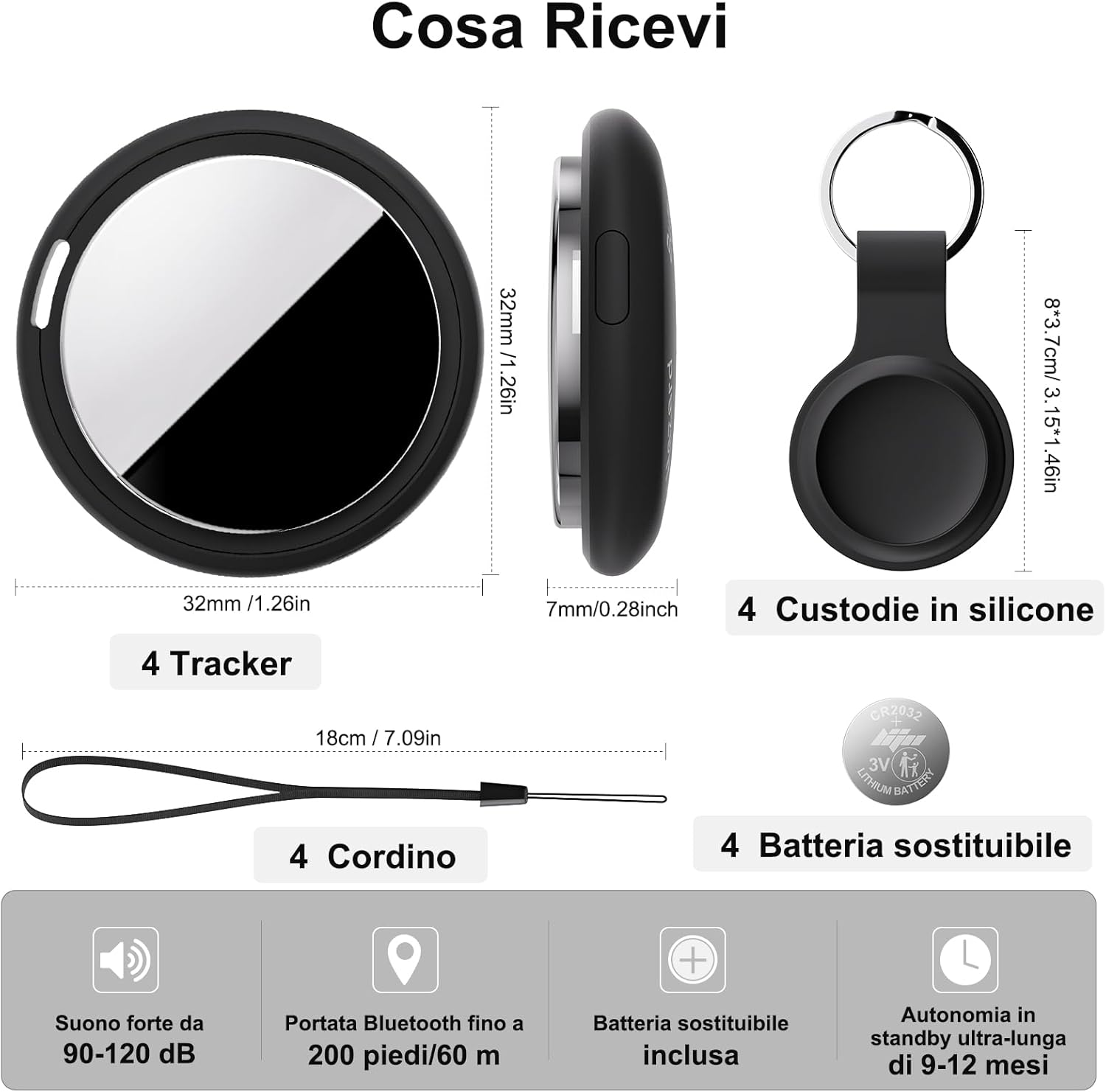 Thumbnail 5 de Bnlei Smart Air Tracker Tag, 4 pezzi