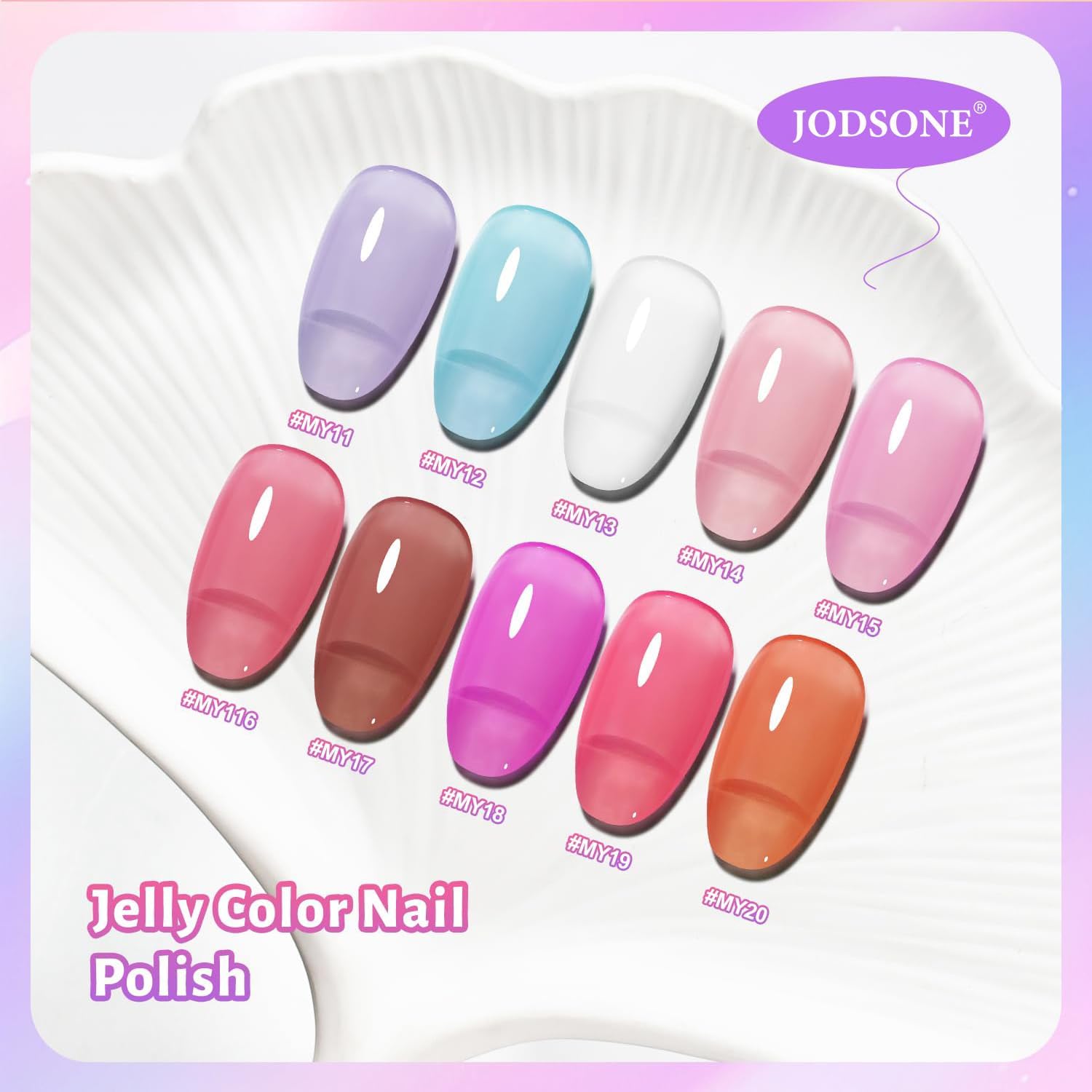Thumbnail 6 de JODSONE Set Smalto Jelly: 10 Colori con Base e Top Coat, asciugatura rapida e lucentezza alta