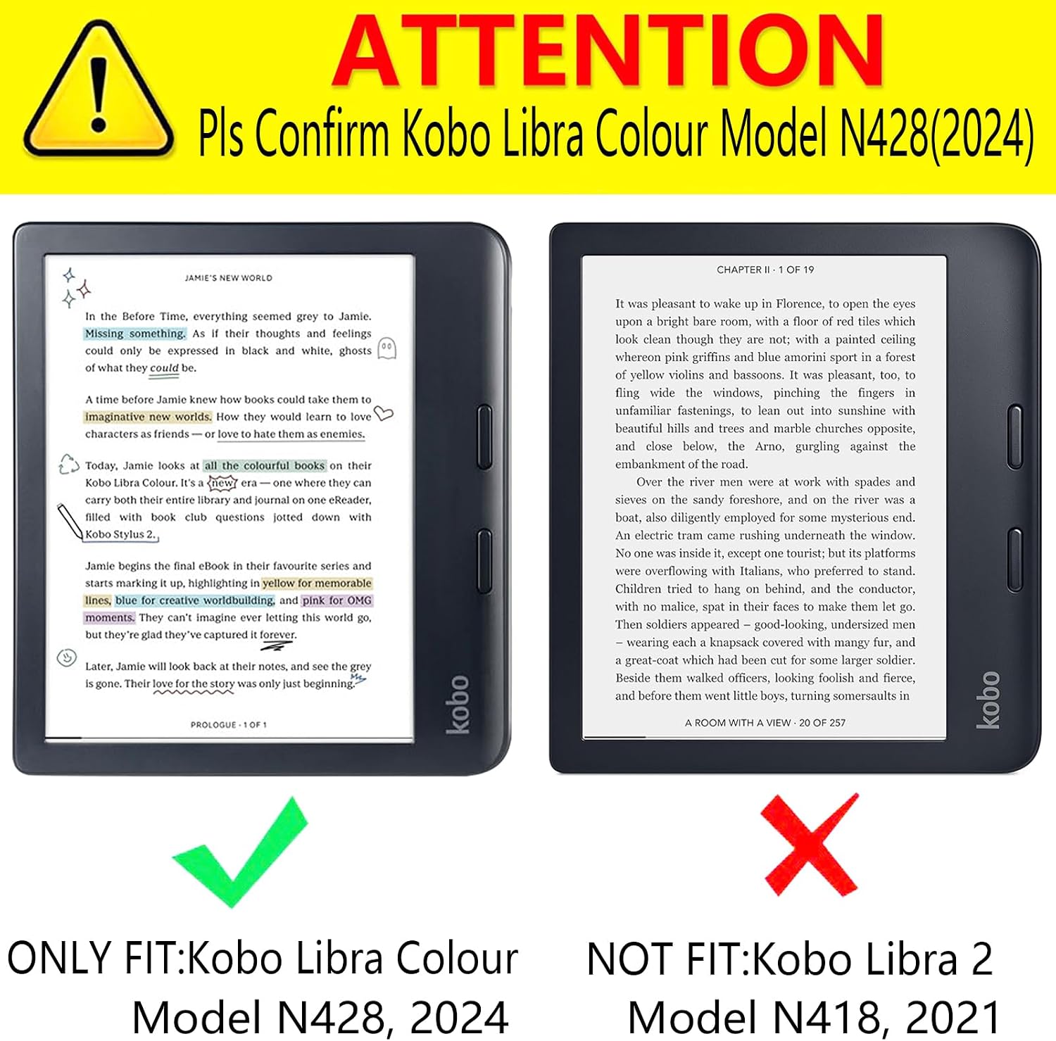 Thumbnail 1 de DMLuna Kobo Libra Colour-hoes met 2-wegstandaard en automatische slaapfunctie