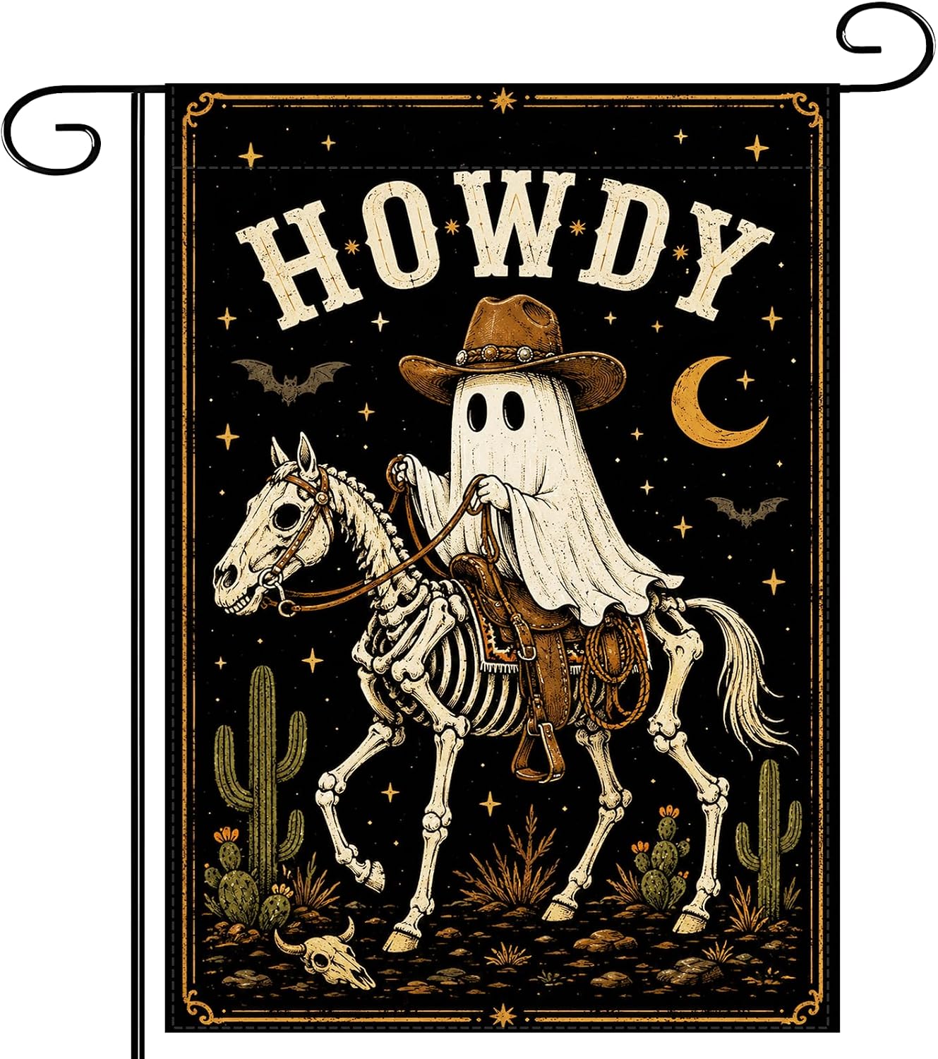 Detalle de Dimidium Western Ghost Rider Halloween House Flag, 28 x 40-Inch Double-Sided Polyester