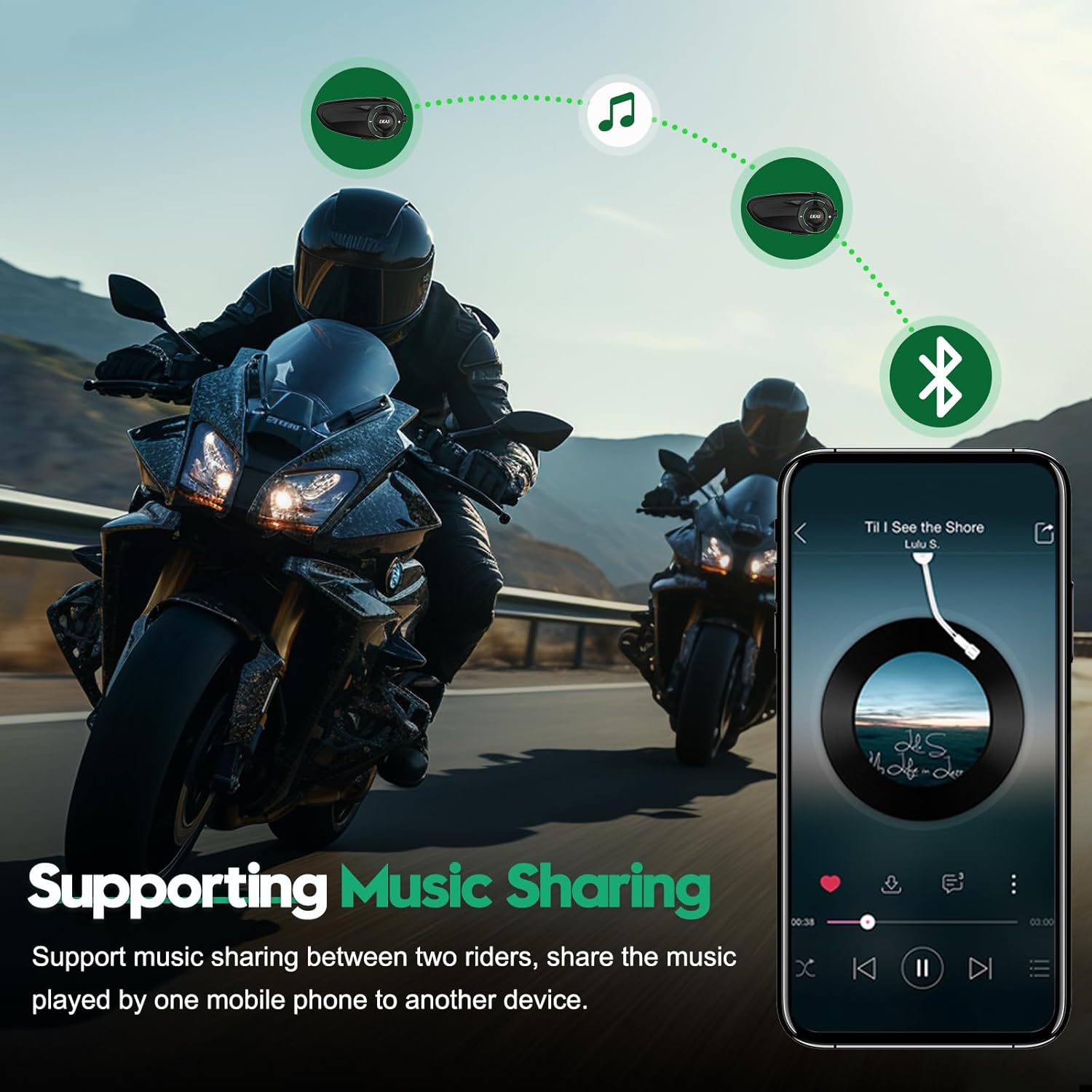 Detalle 2 de EJEAS Q8 Mesh Motorcycle Helmet Headset (Waterproof Bluetooth Intercom, up to 6 riders)