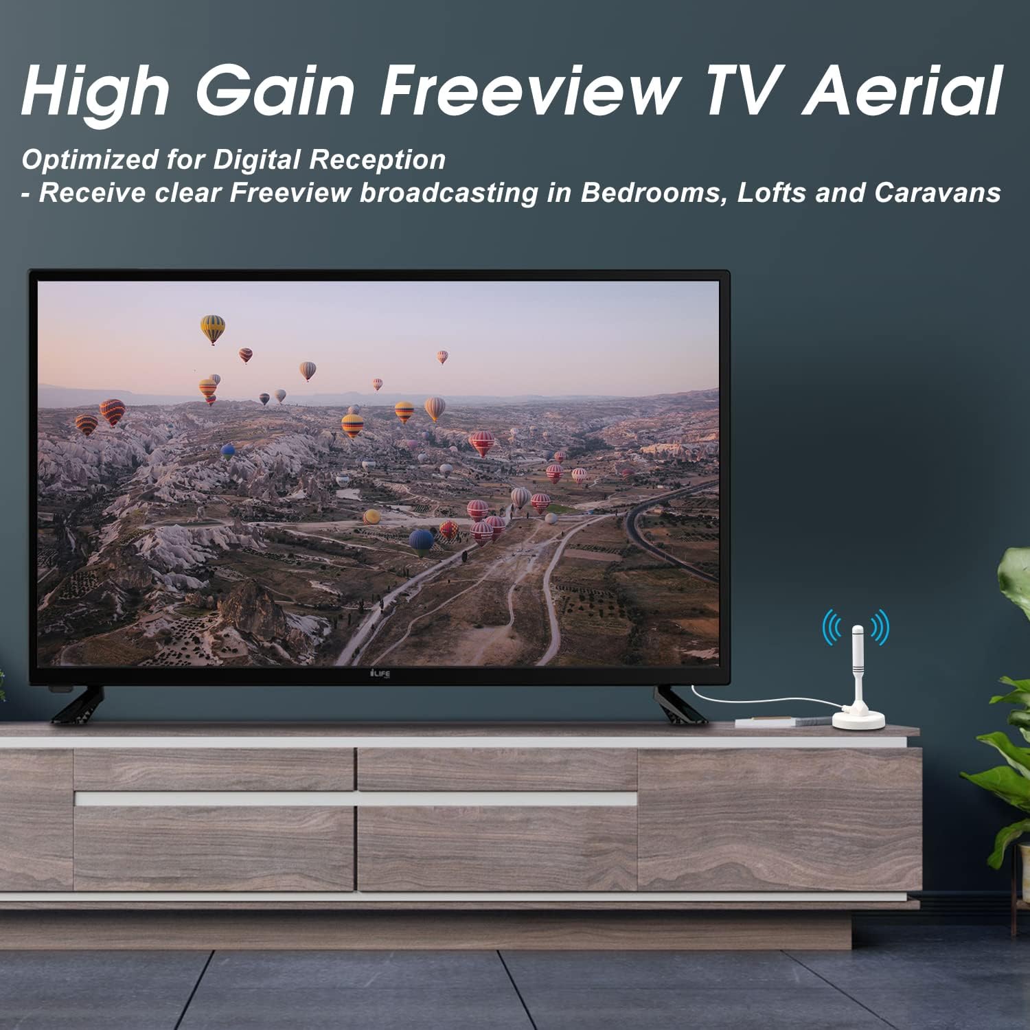 Detalle de August DTA240 DVB-T/DVB-T2 Antenne – kompakte Stabantenne mit Magnetfuß und 2 m Kabel