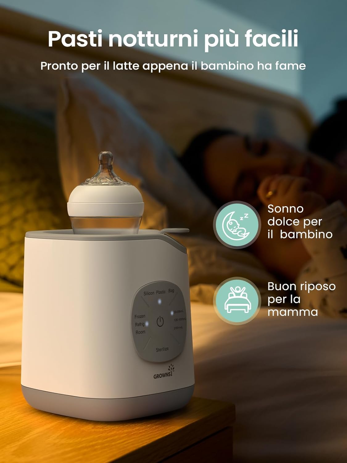 Detalle de Scaldabiberon per bambini GROWNSY 10 in 1: riscaldamento rapido e controllo della temperatura