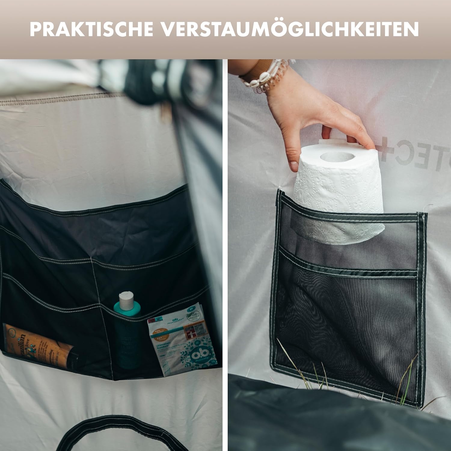 Thumbnail 3 de NATURBUMMLER Duschzelt Pop-Up „Privacy Protec+“ (wasserdicht & blickdicht) mit 5 Taschen – mobiles Toilettenzelt/Umkleidezelt