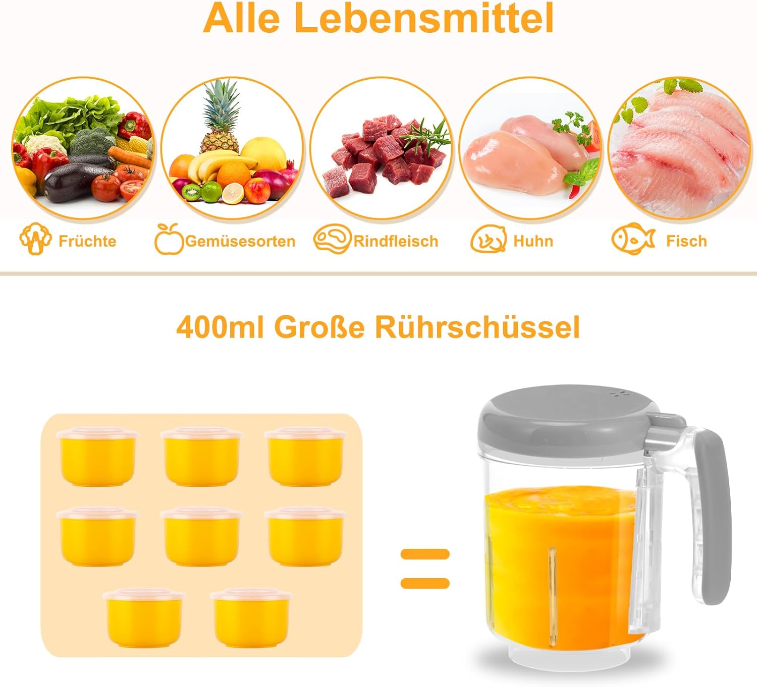 Thumbnail 5 de Bear Babynahrungszubereiter,Eine Stufe Baby Food Maker Dampfgarer Mixen,Automatisches Kochen & Zerkleinern,Babybrei Zubereiter mit Selbstreinigungsfunktion,Weiß