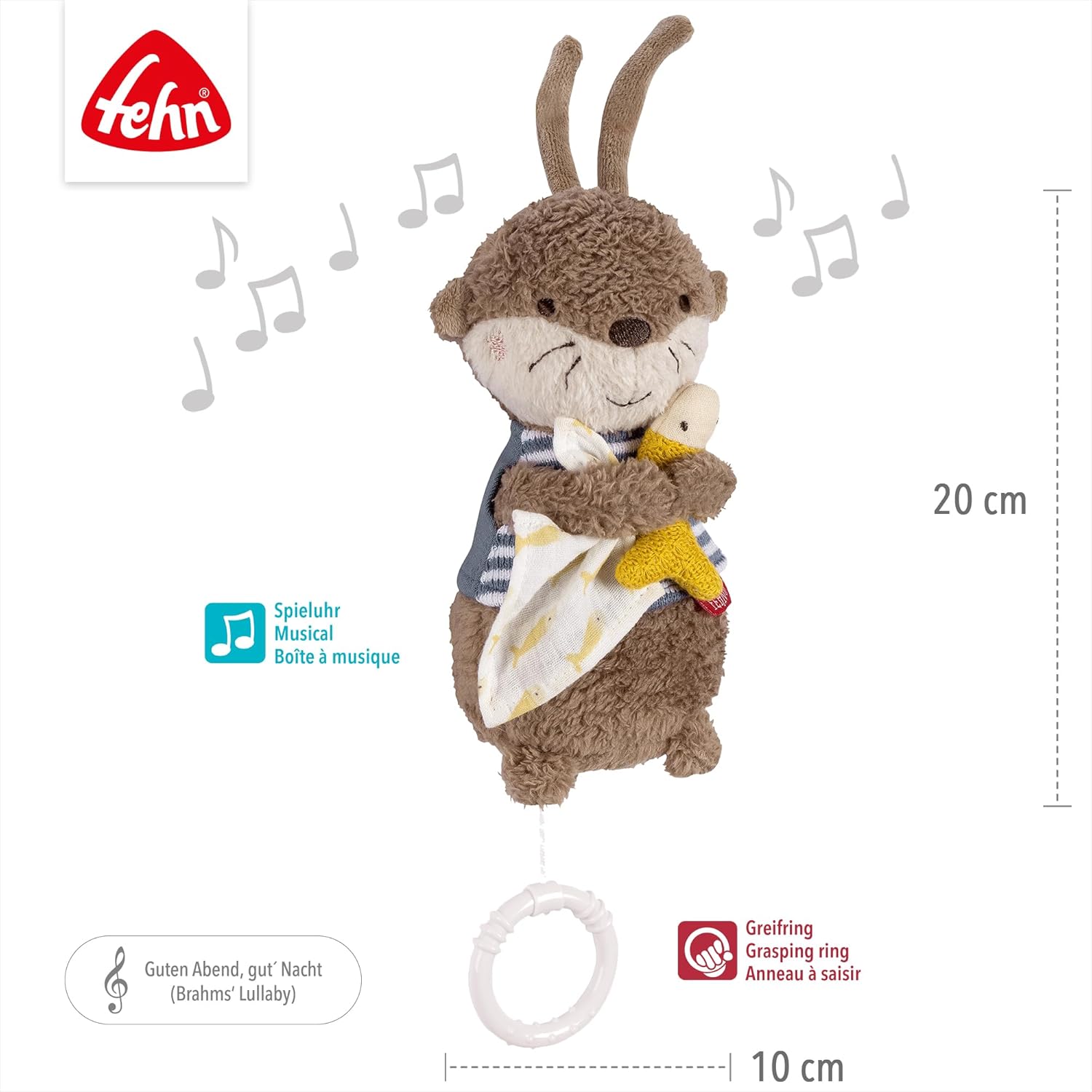 Detalle 2 de Fehn Mini-Spieluhr Otter – Kuscheltier & Einschlafhilfe (0+ Monate)