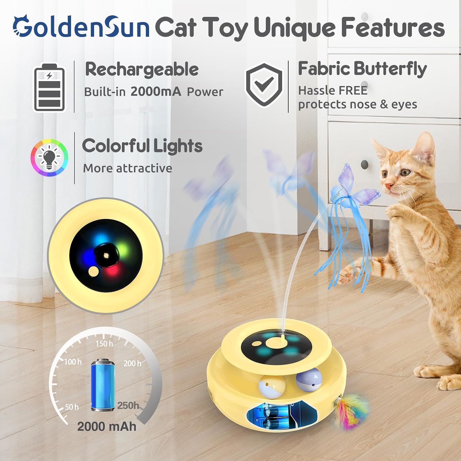 Detalle de GoldenSun 3-in-1 smart cat toys