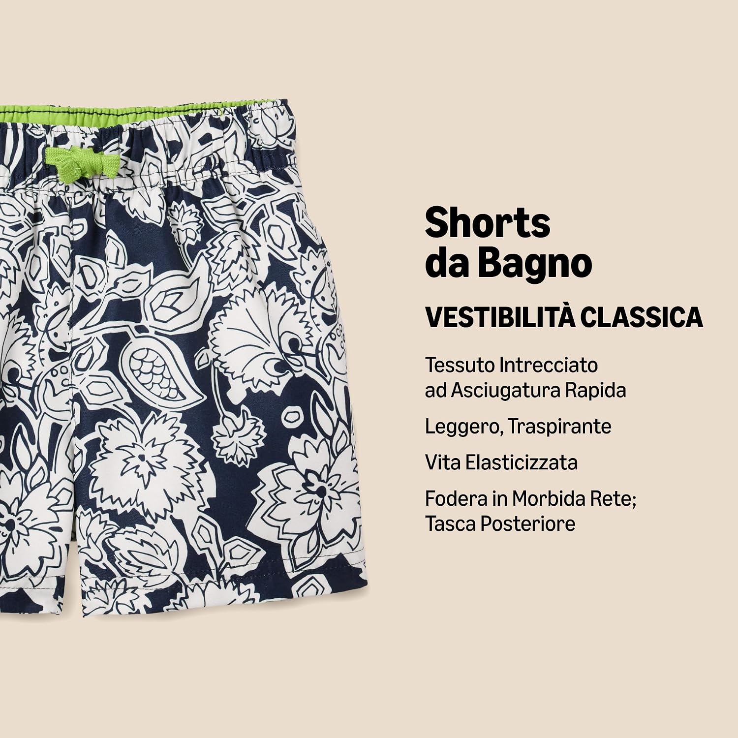 Detalle 2 de Amazon Essentials Shorts da bagno ad asciugatura rapida per bambini e ragazzi