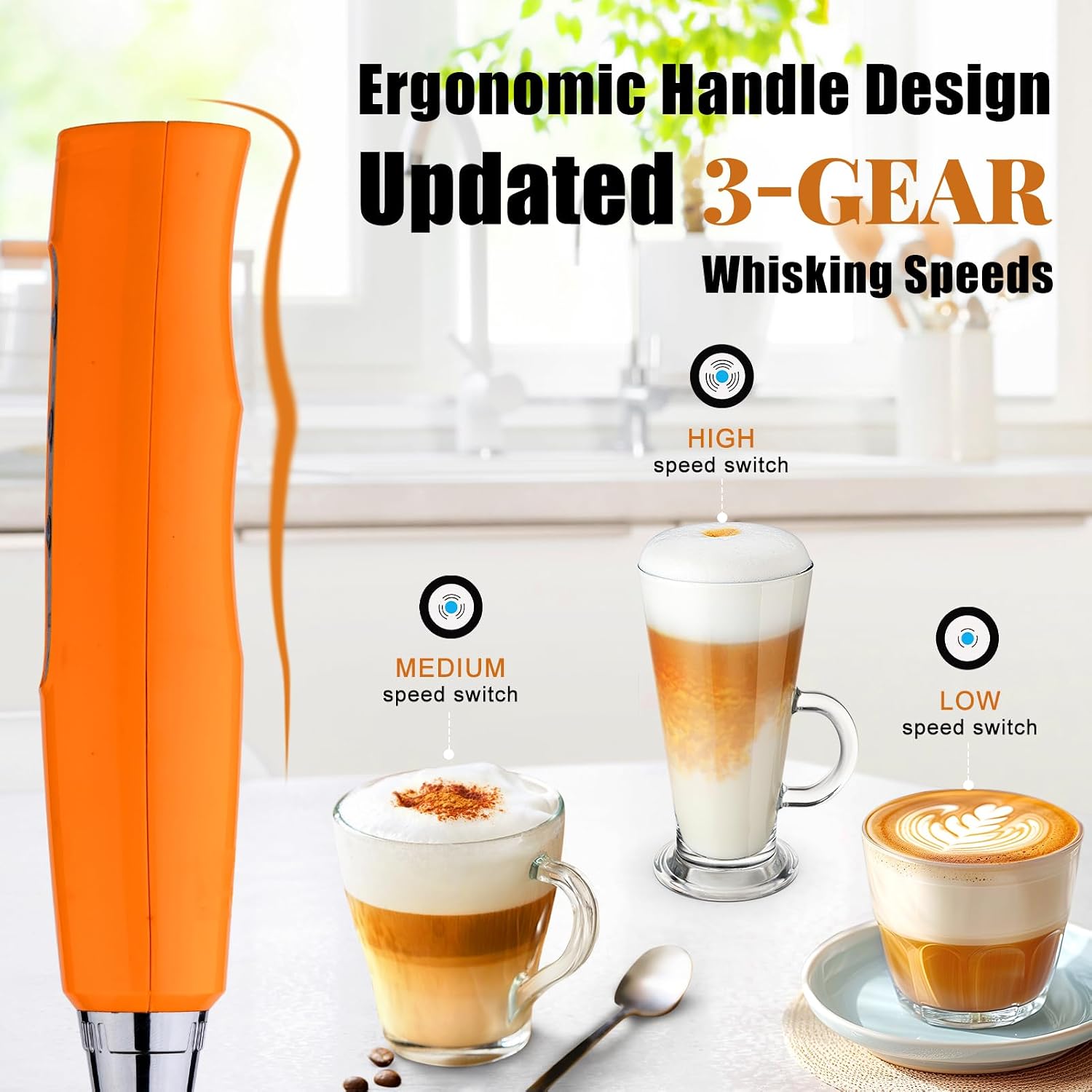 Detalle 1 de Nahida Handheld Milk Frother with 3 Heads
