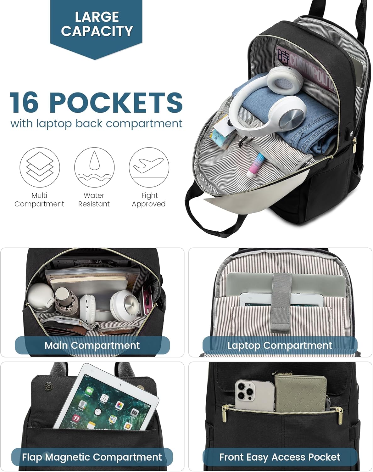 Thumbnail 2 de LOVEVOOK Laptop Rucksack 15,6 Zoll für Damen