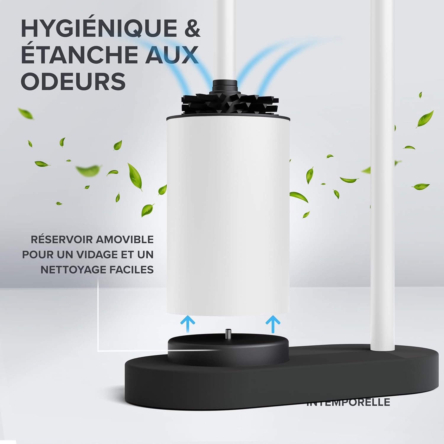 Thumbnail 2 de Ovimar Set de WC sur Pied 3 en 1 Vradal Blanc — Brosse silicone Tribors, Porte‑papier et Support Smartphone
