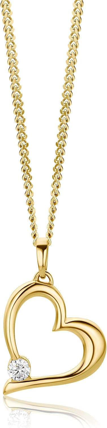 Thumbnail 6 de Orovi Collier Femme Or Jaune/Blanc avec Penditif Cœur et Zirconium – 9 Carats, 45 cm