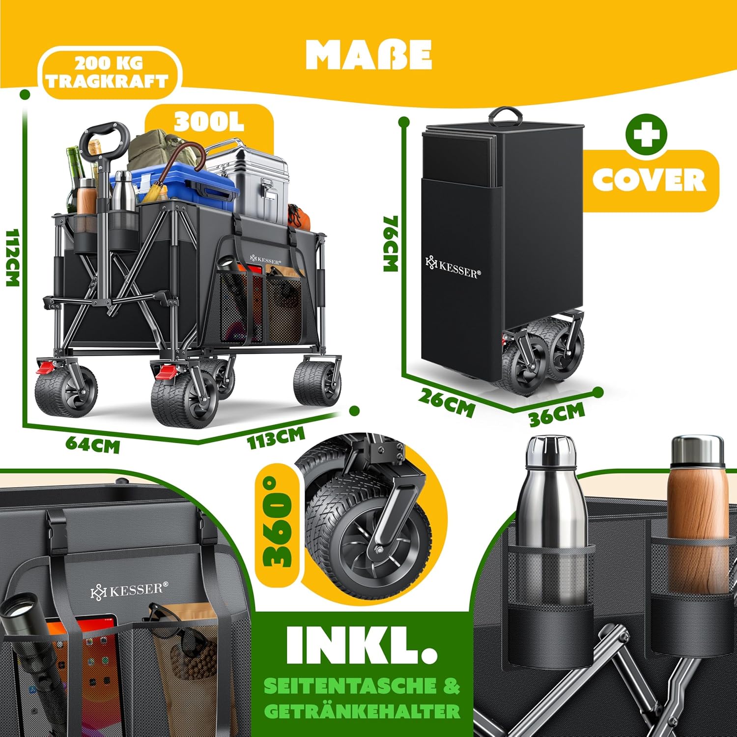 Thumbnail 7 de KESSER® Carro de mano GTR9000 🛒 - Resistente, plegable y con accesorios