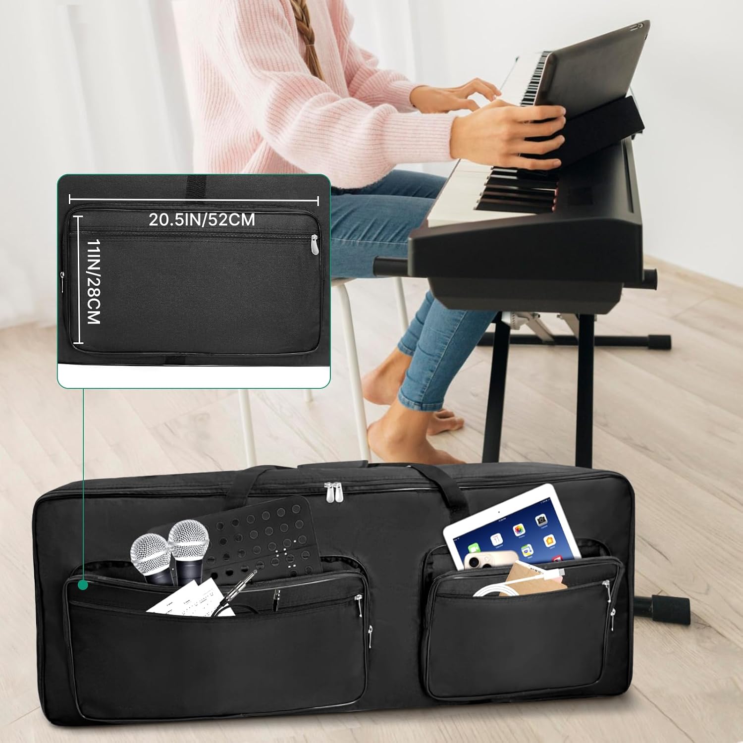 Thumbnail 5 de SUNDOY Keyboard Tasche – Gig Bag 600D Oxford, 8 mm Schaumstoffpolsterung, passend für 73/76-Tasten Keyboards