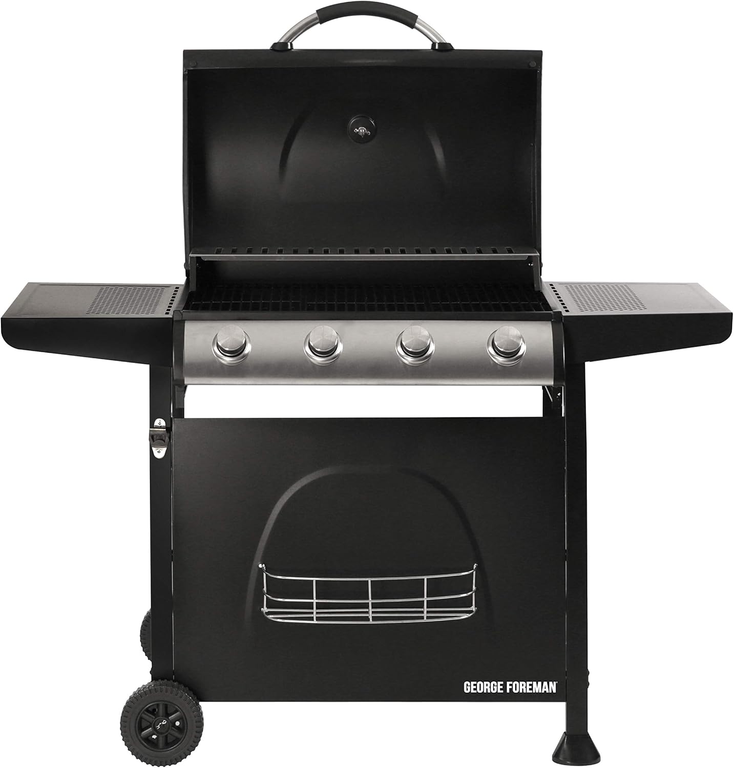 Thumbnail 3 de George Foreman GFGBBQ4B 4-Burner Gas BBQ with Automatic Ignition & Integrated Thermometer (Black)