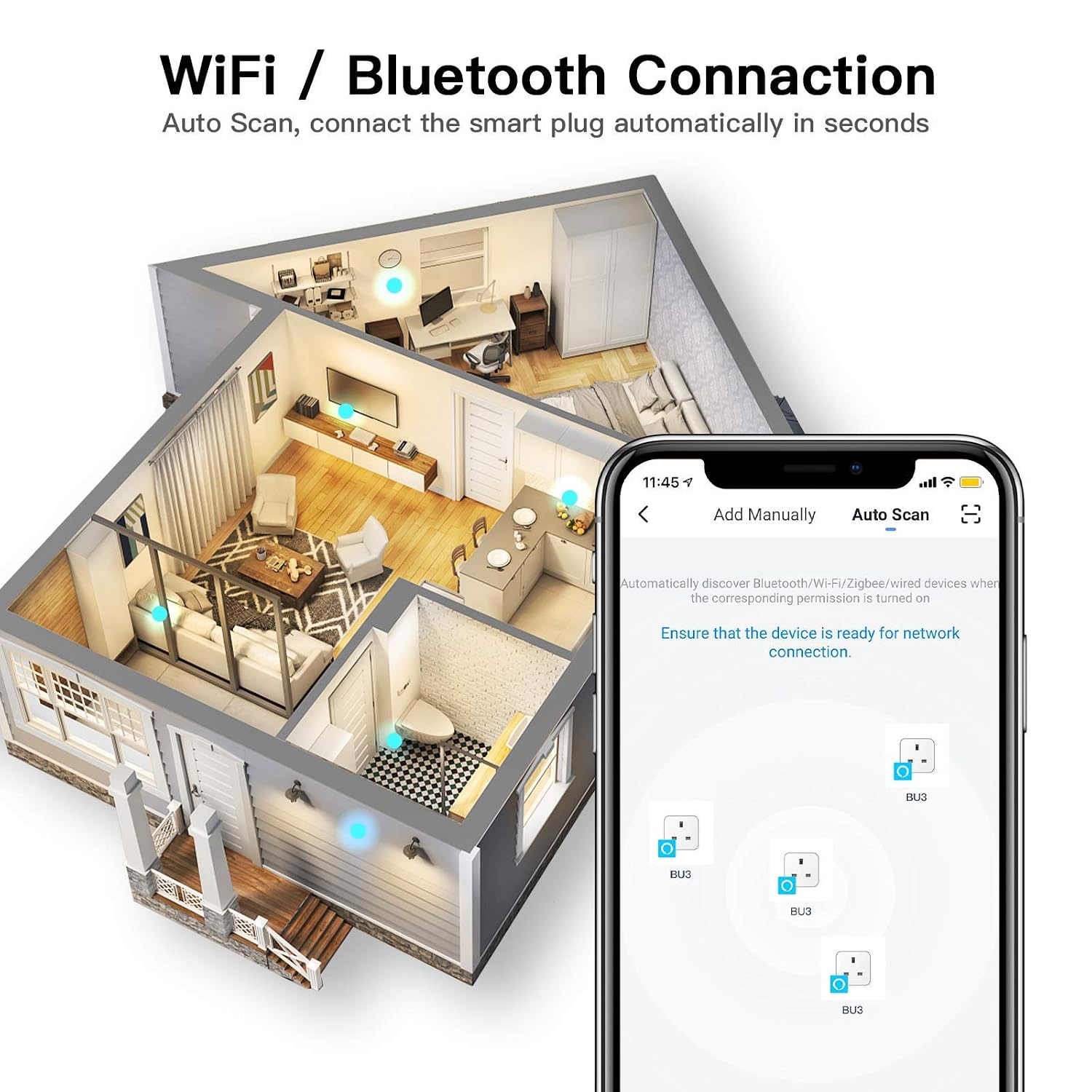 Detalle de Aoycocr 13A UK WiFi Smart Plug with Smart Life App — One‑Outlet Mini Smart Plug for Remote Control